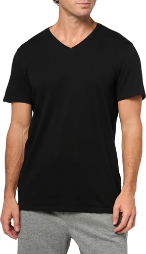 Vista 2 de Lacoste Camiseta interior 100% algodón con cuello en V para hombre, 3 unidades Negro