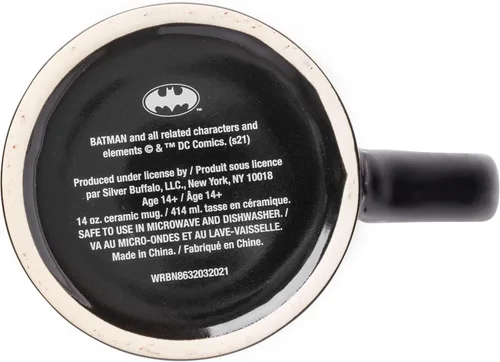 Vista 4 de Silver Buffalo DC Comics - Taza de café de cerámica con logotipo de Batman con diseño de murciélago, 14 onzas