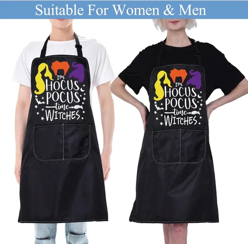 Vista 4 de CMNIM Sanderson Sister Aprons Hocus - Delantal inspirado en la película, regalos para los fanáticos de Winifred, Sarah y Mary Witch, delantal