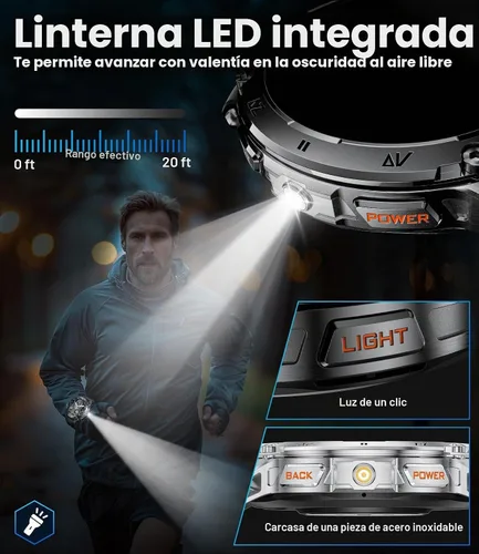 Vista 6 de LIGE Reloj inteligente militar para hombre, iPhone, Android, 1.43 pulgadas, HD, amoled, resistente, 110+ modos deportivos, IP68, impermeable Gris