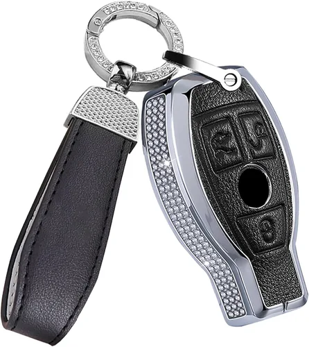 Vista 10 de ontto Funda para llavero de automóvil de 2 botones, de cuero, compatible con Mercedes-Benz A Class B, C, E, S, G, M, V, Clase CLA, GLA, GLC, GLE