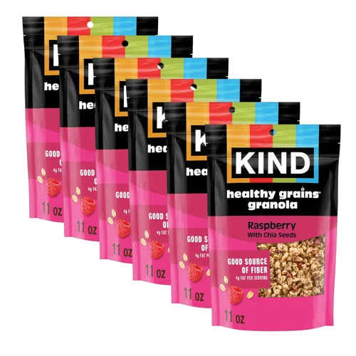 Vista 19 de KIND HEALTHY GRAINS Granola, snack saludable, granola de vainilla y arándanos con semillas de lino, mezcla de aperitivos, 3 unidades, 33 onzas