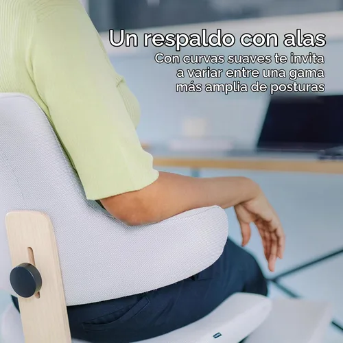 Vista 7 de Varier ThatSit Balans Silla ergonómica ajustable con respaldo, 10 años de garantía limitada, diseñada por Peter Opsvik, color natural/negro