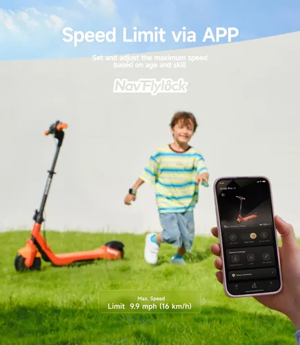 Vista 5 de NAVEE K100 Max/K100 Pro/K100 Electric Scooter for Kids, Adjustable Handlebar/Speed, Digital Pet, Safe Brake, RGB Lights, Lightweight, Riders Up to