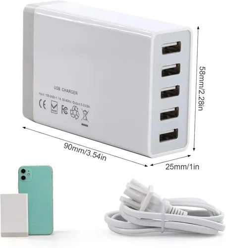 Vista 7 de Cargador de pared USB, estación de carga USB de escritorio para múltiples dispositivos