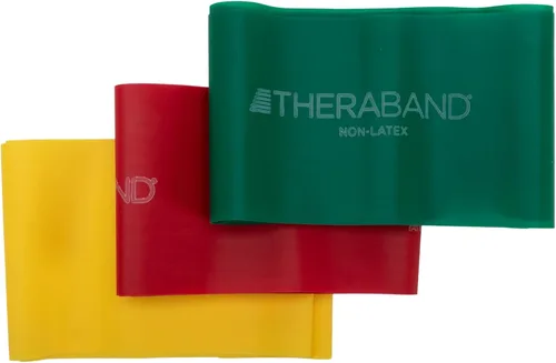 Vista 12 de THERABAND Juego de bandas de resistencia, bandas elásticas para ejercicio y terapia física, entrenamiento de fuerza para fitness superior e inferior