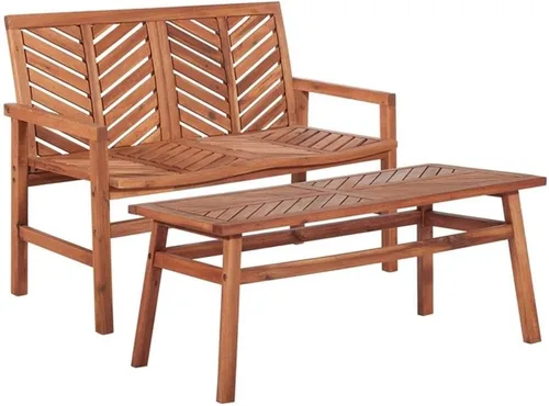 Vista 15 de Walker Edison Furniture Company - Mesa auxiliar rectangular para terraza al aire libre, madera de Chevron para todo tipo de clima