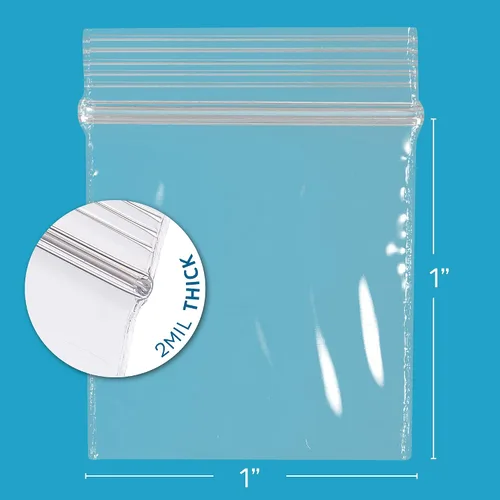 Vista 2 de GPI - Bolsas pequeñas con cremallera de 1 x 1 pulgada, bolsas de plástico transparente con cierre para joyas, 2 mil de grosor, con cierre superior