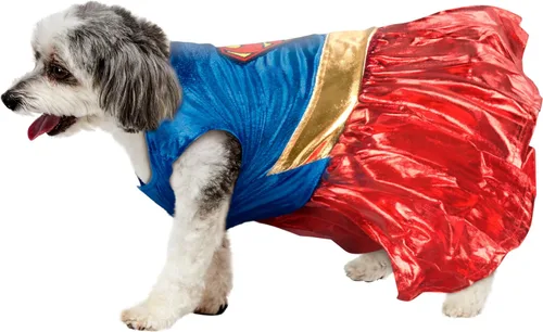 Vista 3 de Rubies disfraz para perro de la colección de héroes y villanos de DC, de Superchica, S, Azul