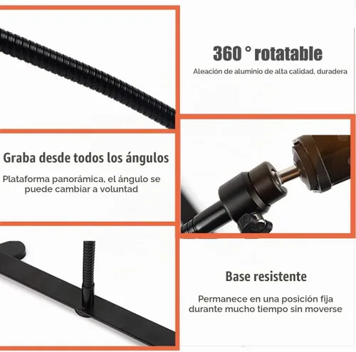 Vista 4 de Trípode ajustable con soporte para teléfono celular, soporte para teléfono superior, soporte en línea para enseñanza en línea para transmisión