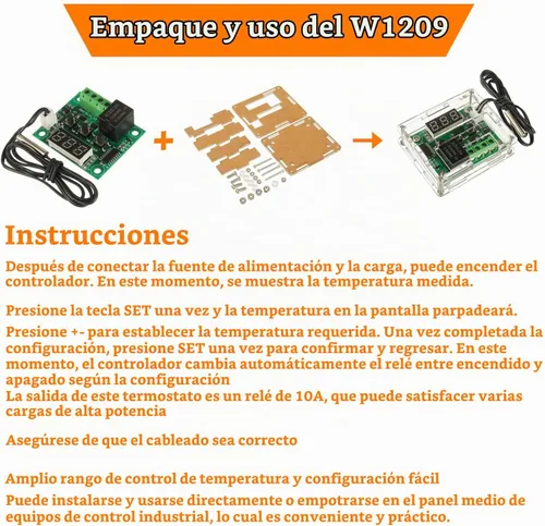 Vista 6 de 2 unids W1209 12V DC controlador de temperatura digital termostato