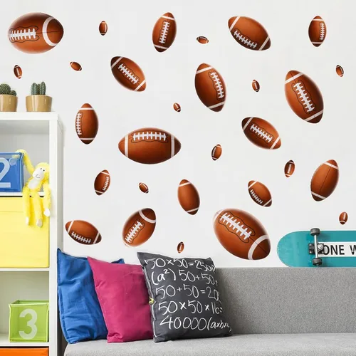 Vista 10 de Calcomanías de pared de béisbol 3D para decoración de dormitorio de Papel tapiz de béisbol, extraíble para despegar y pegar, decoración