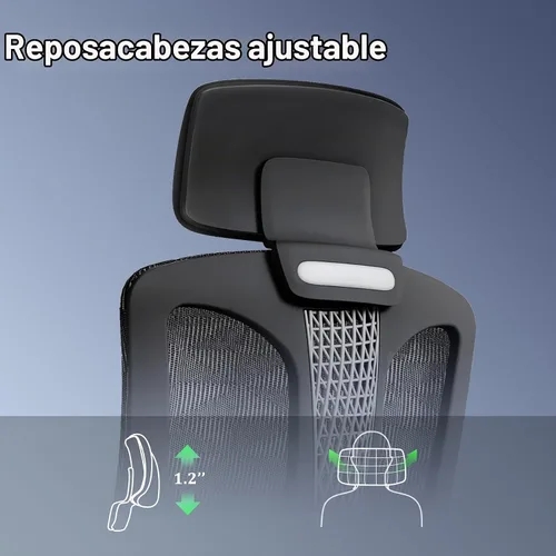 Vista 6 de Logicfox Silla de oficina ergonómica, silla de escritorio de malla con Negro - Asiento de malla