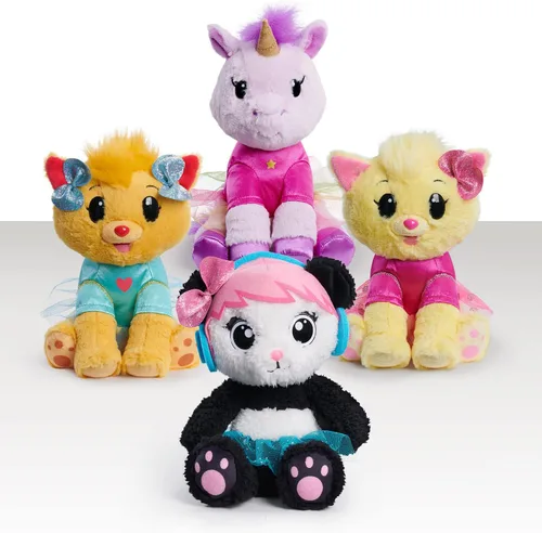 Vista 5 de Just Play EK World - Juego de peluche de 7 pulgadas, diseño de coco, falda azul y lazo rosa, juguetes para niños a partir de 3 años