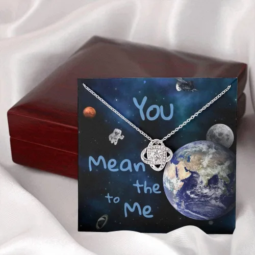Vista 6 de Joyería con tarjeta de mensajes, regalos para mujer, collar hecho a mano, collar You Mean the World to Me para novia, joyería espacial para esposa