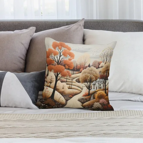 Vista 7 de Funda de almohada de paisaje, campo, otoño, otoño, tamaño estándar, otoño, día de Acción de Gracias, cuadrada, suave, doble cara, impresión, funda
