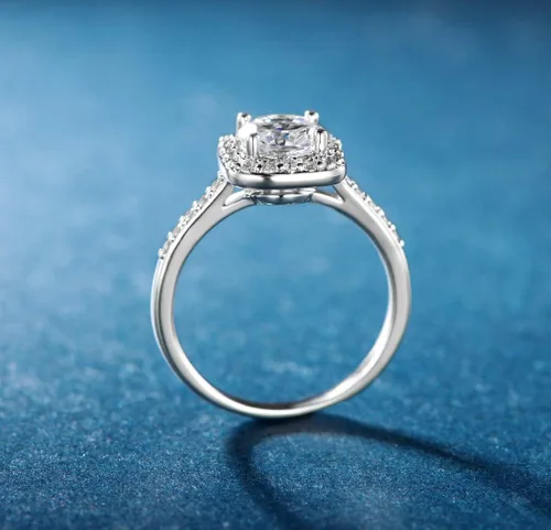 Vista 6 de MDFUN - anillo de compromiso para mujer con circonia cúbica, chapado en oro blanco de 18 quilates