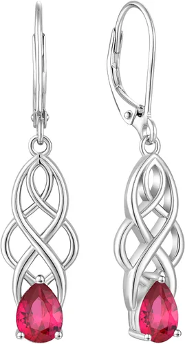 Vista 9 de Sterling Silver Celtic Knot Earrings for Women Birthstone Jewelry 02-Amatista-Febrero