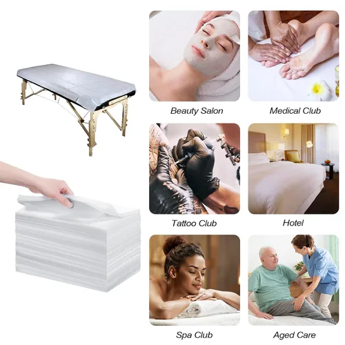 Vista 4 de 200 sábanas desechables, 31 x 71 pulgadas, impermeables, para mesa de masaje, tela no tejida, cubierta de cama para terapia de masaje, tatuajes