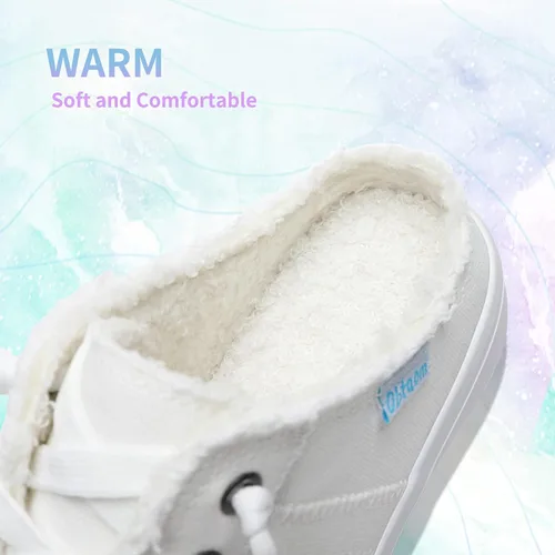 Vista 5 de Obtaom Zapatillas de lona para mujer, con espuma viscoelástica, cómodas, sin espalda, para vacaciones
