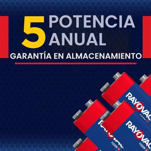 Vista 2 de Rayovac Baterías Fusion 9V (paquete de 2), pilas alcalinas de 9 voltios