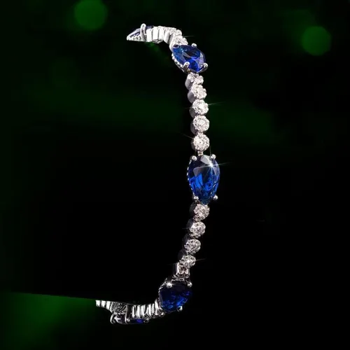 Vista 3 de Scienza Gota de pera azul - Circonita cúbica azul en forma de pera