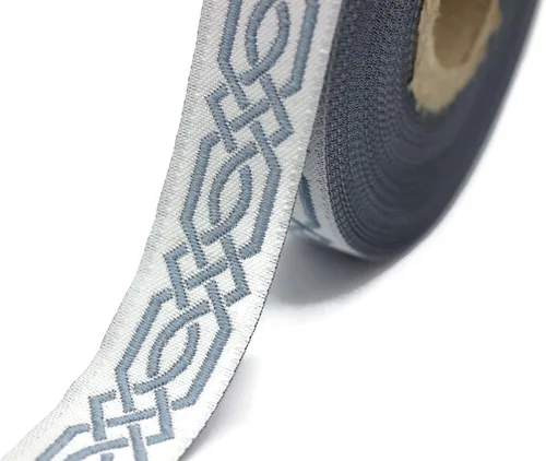 Vista 4 de Carrete de 10.9 yardas 0.79 pulgadas de ancho azul celta Claddagh bordado Jacquard Ribbon 20272