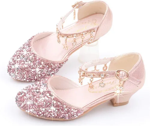Vista 3 de LFHT - Zapatos de vestir para niñas pequeñas, con lentejuelas y brillantina, zapatos de baile de princesa Mary Jane, sandalias de baile para fiestas