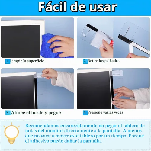 Vista 6 de Tabla de notas adhesivas para monitor, 2 piezas, soporte multifunción para notas adhesivas para pantalla de computadora, tabla de notas adhesivas