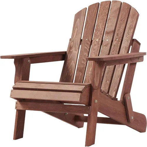 Vista 5 de Silla Adirondack plegable de madera para exteriores con respaldo y tabla de asiento premontados, capacidad de 330 libras, silla de madera de gran