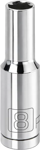 Vista 6 de Powerbuilt 3/8 de pulgada x 1/2 pulgada SAE Deep Socket, 12 puntos, cromo-vanadio, marca de tamaño - 940046