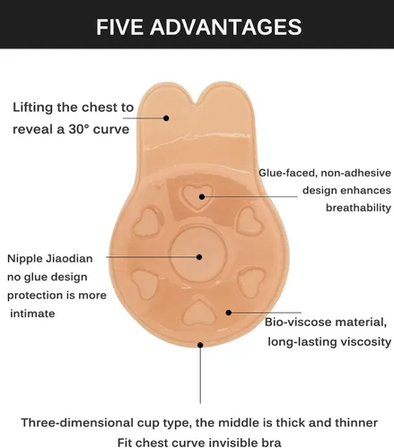 Vista 2 de Sujetadores adhesivos para sujetadores adhesivos Push Up Lift Nipple Covers sin tirantes invisible sin espalda sujetador para mujeres negro, Negro
