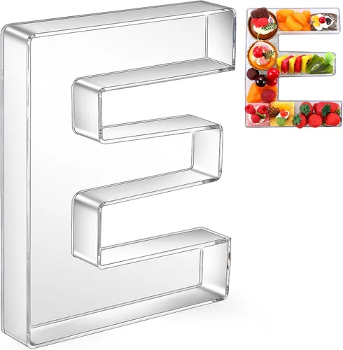 Vista 13 de Uiifan Bandeja de 10 Pulgadas de Acrílico en Forma de Letra, Bandeja Exhibidora Rellenable para Charcutería, Bandeja de Dulces de Acrílico