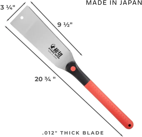 Vista 2 de GreatNeck 75003 - Sierra japonesa de doble filo, hoja de 9.5 pulgadas con corte fino de 23 TPI y corte de rasgadura de 9 TPI, ultrafina