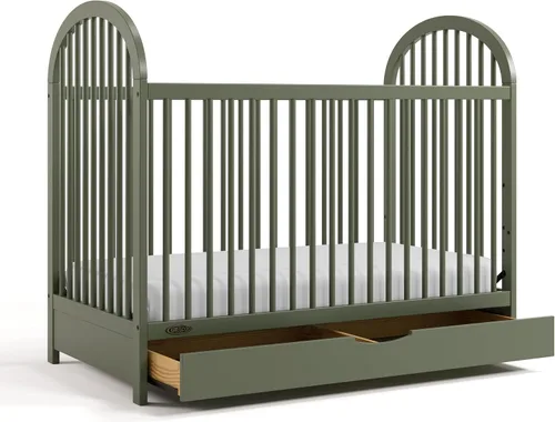 Vista 15 de Graco Cuna convertible Olivia (avena helada) – Certificado GREENGUARD Gold, 100% madera maciza, se adapta a colchón de cuna estándar, cuna de bebé