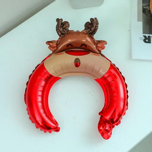 Vista 6 de Diadema de globo de Navidad, globo de papel de aluminio, diadema inflable de Navidad, globos inflables para decoración de fiestas temáticas