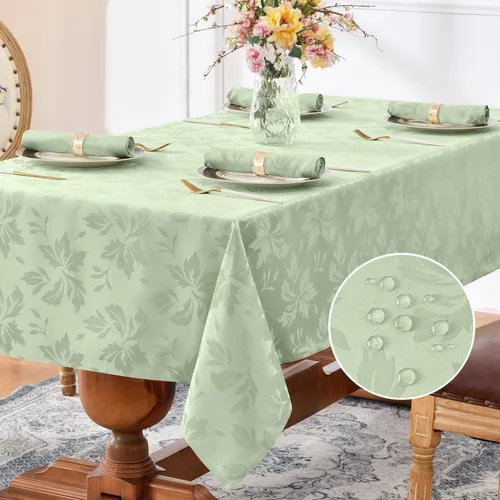 Vista 19 de Romanstile Mantel rectangular de jacquard de primavera, impermeable, diseño floral de damasco, manteles decorativos de tela pesada para cenas