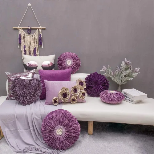 Vista 8 de JWH - Funda de cojín 3D con diseño de girasol, hecha a mano, decorativa, forma redonda, con inserto, estilo rural, para sofá, sillón, protector
