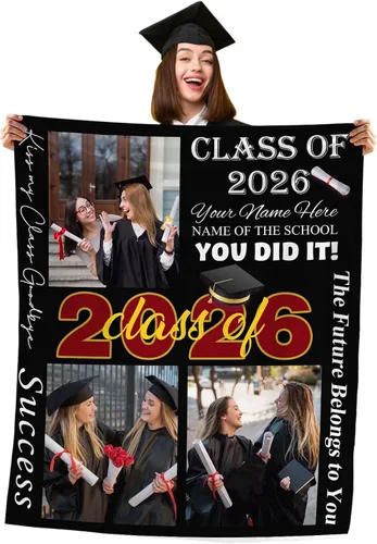 Vista 40 de Manta personalizada de graduación 2025, manta personalizada para regalo de graduación con nombre de la universidad, manta de felicitación