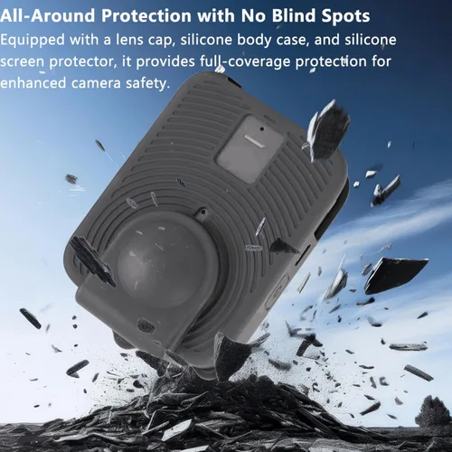 Vista 4 de Funda protectora de silicona para DJI OSMO 360 Action Camera Soft All-Round Cover Shell con protector abierto lateral de la batería, accesorios