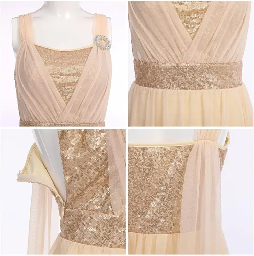 Vista 7 de ODASDO Vestido de baile lírico moderno y contemporáneo para mujer, disfraz de lentejuelas de tul de malla, falda alta y baja, ropa de ballet