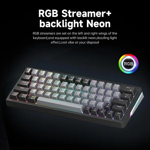 Vista 5 de abucow Teclado mecánico para juegos al 60% con interruptor rojo, teclado compacto con cable con retroiluminación RGB, anti-ghosting, sin conflictos