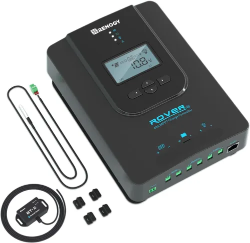 Vista 8 de Renogy Controlador de Carga Solar (Bluetooth) - Rover 20A 12V24V Entrada CC Automática MPPT Controladores de Carga para Paneles Solares LCD