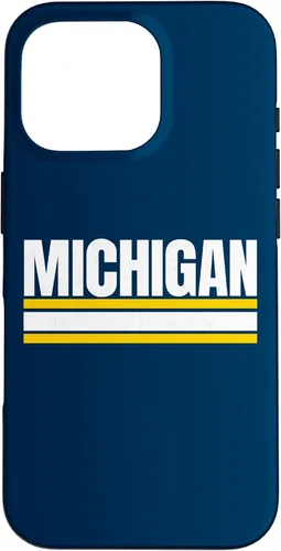 Vista 20 de Michigan - Carcasa para iPhone 17, diseño tradicional de líneas de rayas amarillas/blancas