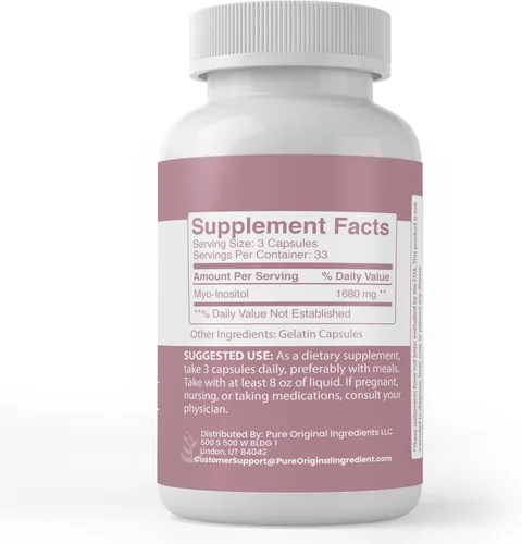 Vista 2 de PURE ORIGINAL INGREDIENTS Inositol, (100 cápsulas) siempre puro, sin aditivos ni rellenos