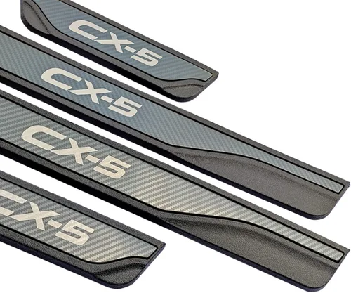 Vista 3 de Auto puerta entrada guardia accesorios, para Mazda 3 6 CX-5 CX30 acero inoxidable con plástico cubierta protectora del umbral de la puerta del coche