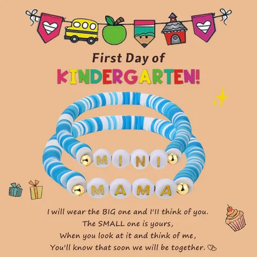 Vista 16 de Pulsera para el primer día de Shcool Kindergarten de primer grado para el regreso a clases, regalos para mamá e hija, pulseras para mamá e hija