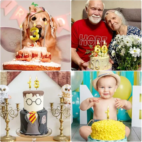 Vista 7 de Velas doradas de cumpleaños de 15 y 51, perfectas para decoraciones de cumpleaños de 15 y decoración de pasteles