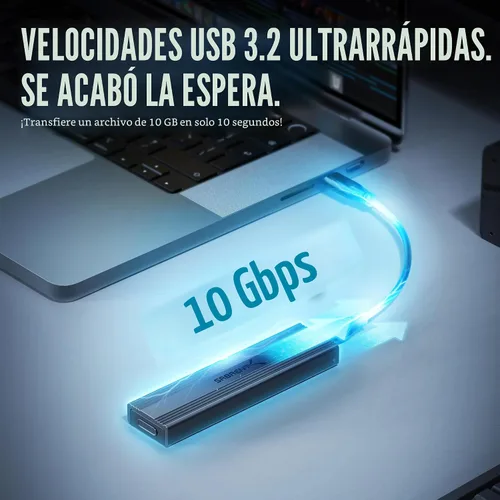 Vista 2 de Sabrent Caja sin herramientas USB 3.2 Tipo-C para SSD M.2 PCIe NVMe y SATA (EC-SNVE)