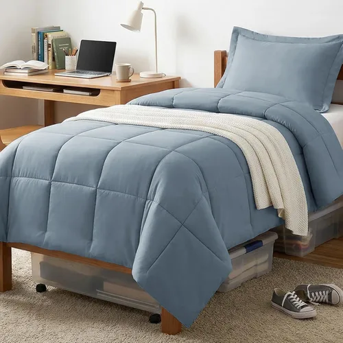 Vista 35 de CozyLux Juego de edredón Super King, juego de ropa de cama negro ceniza de 270GSM para todas las estaciones, juego de cama de 3 piezas cosidas